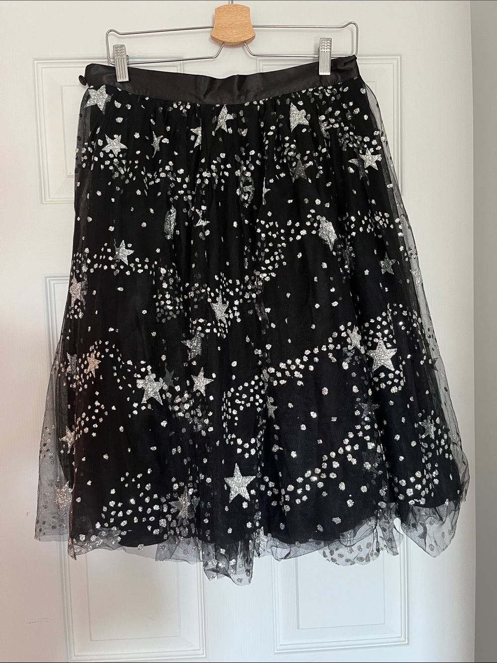 Hell Bunny Black Tulle Skirt with Silver Star Embellishments